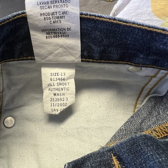 vtg Tommy Hilfiger Tommy Jeans Denim Shorts Women sz 13 Blue Dark Wash 90s Y2K - Picture 9 of 10